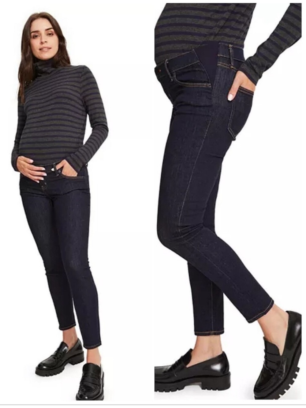 HATCH Collection Under the Bump Slim Maternity Jeans Dark Wash Blue
